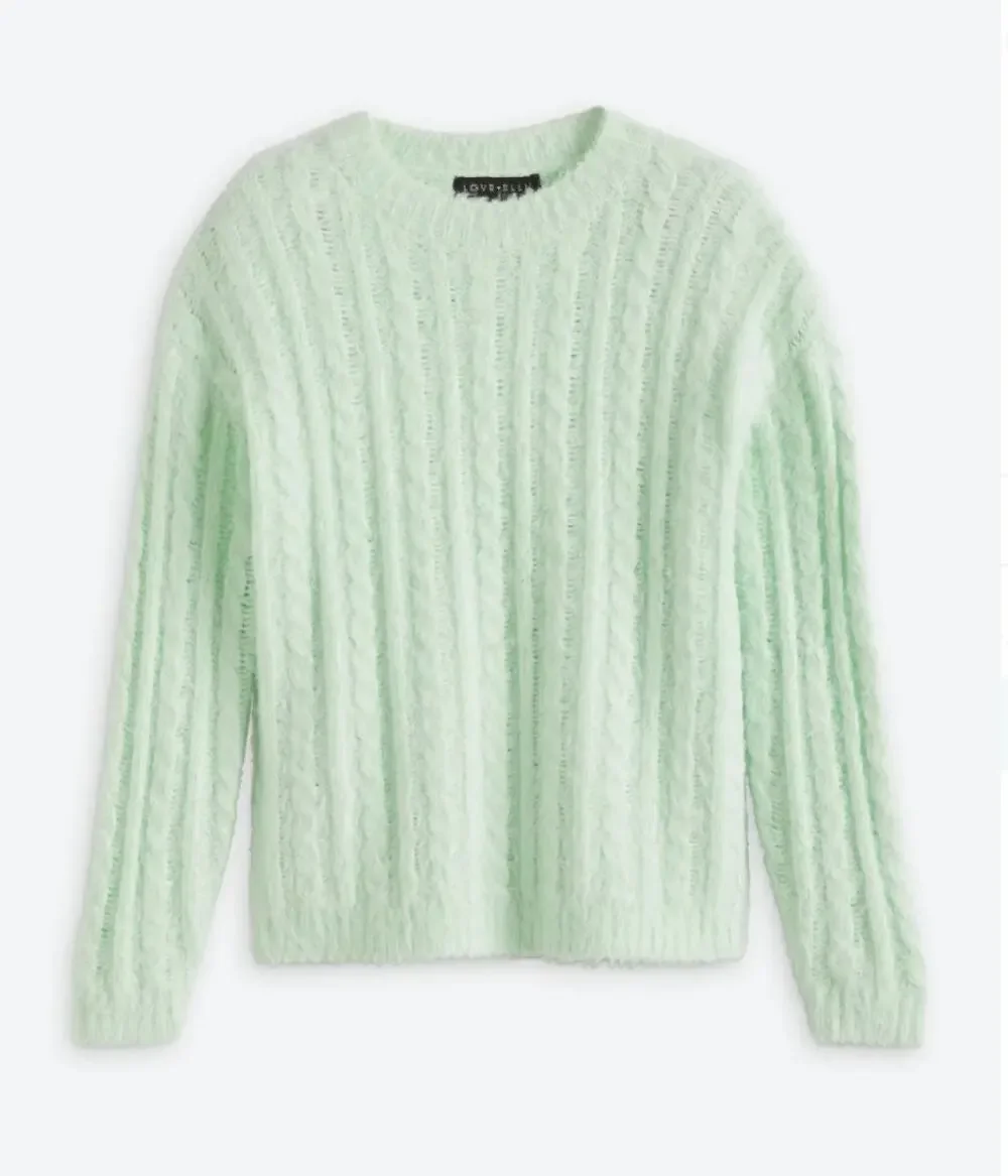 Love Ellie Katya Cable Knit Sweater Mint Size M