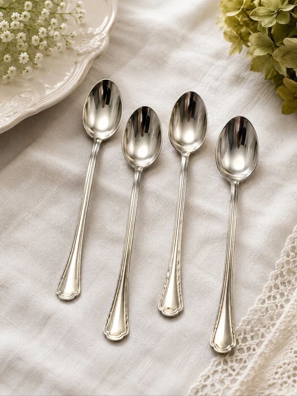 Reed & Barton Clovelly Iced Tea‎ Spoons Set of 4 Stainless Flatware 8