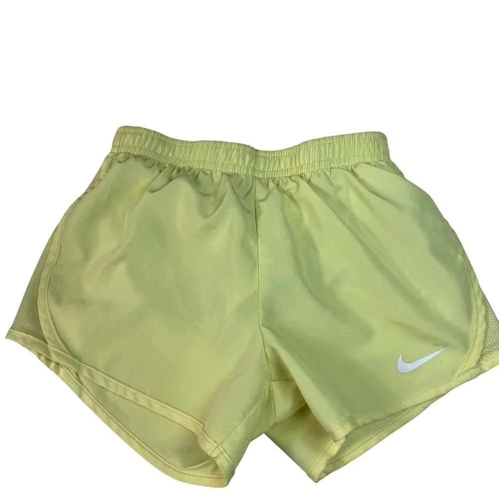Nike Girls Size 6 Tempo Running Shorts Yellow Mesh Dri Fit Athletic Sporty‎