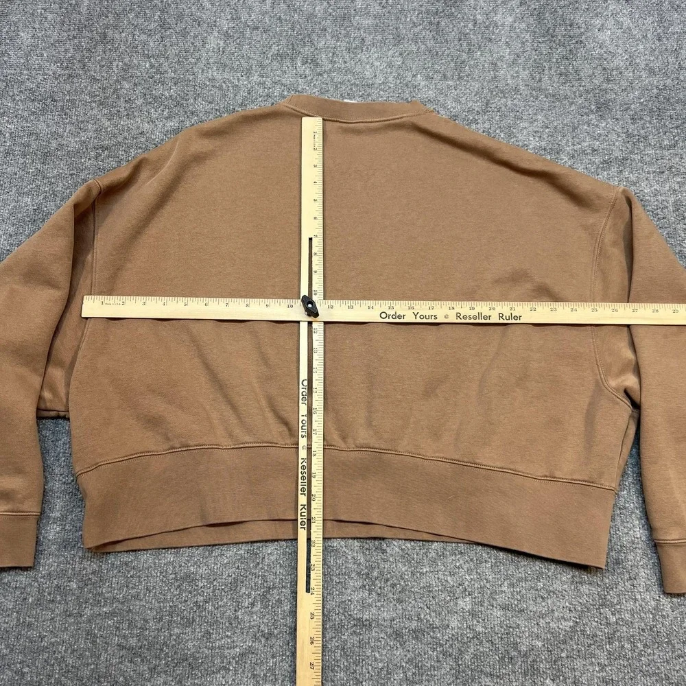 Nike Sweatshirt Womens Large Brown Oversized Cropped Crew Neck Swoosh Pullover