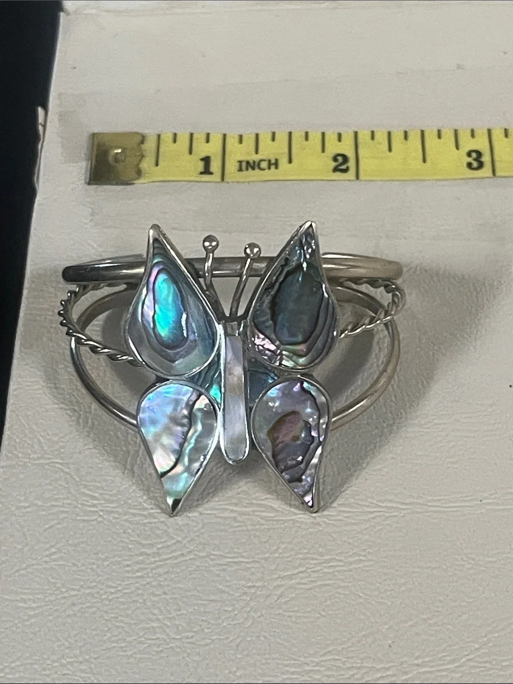 Mexico Abalone Butterfly Cuff Bracelet - Iridescent Shell Accent