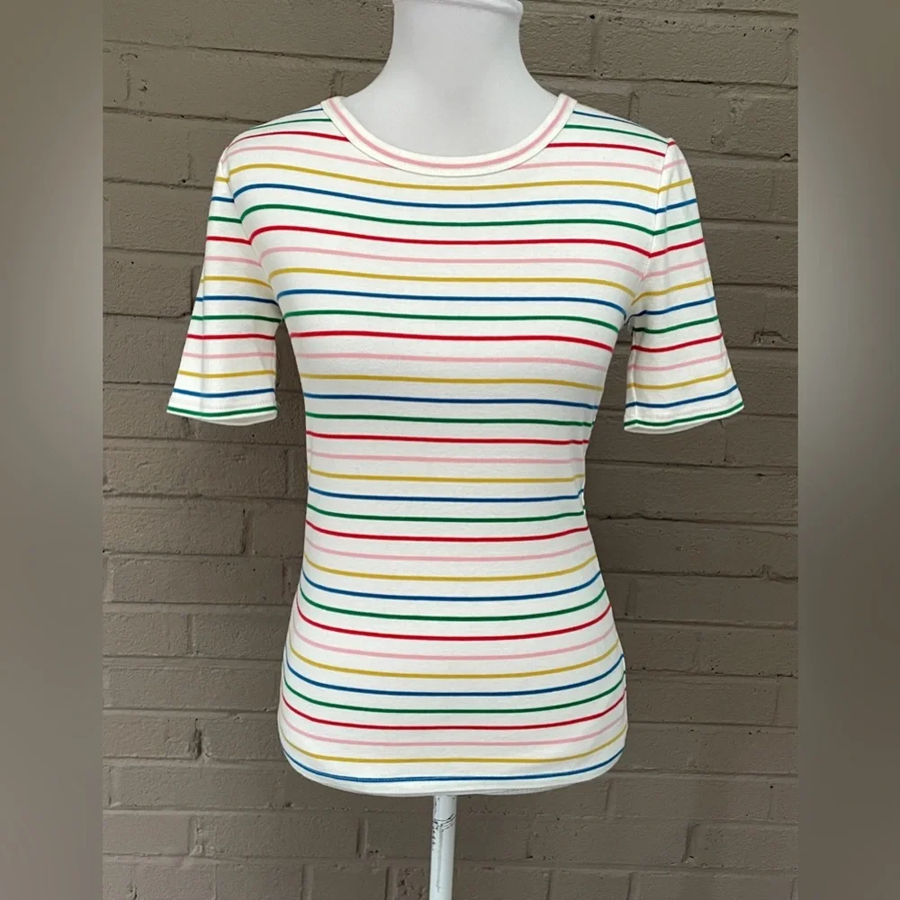 J.Crew multi color stripe knit cotton top  S