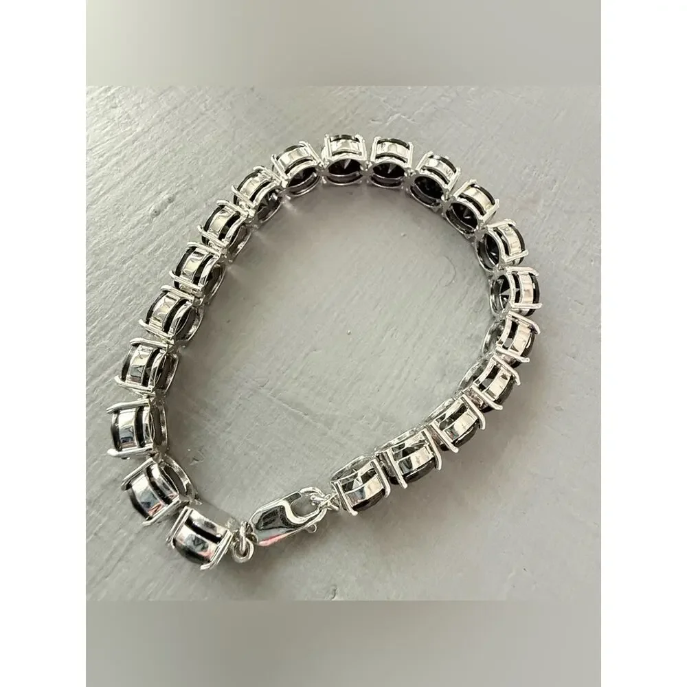 925 Sterling Silver Black Spinal Tennis Bracelet
