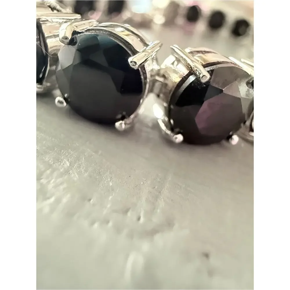 925 Sterling Silver Black Spinal Tennis Bracelet
