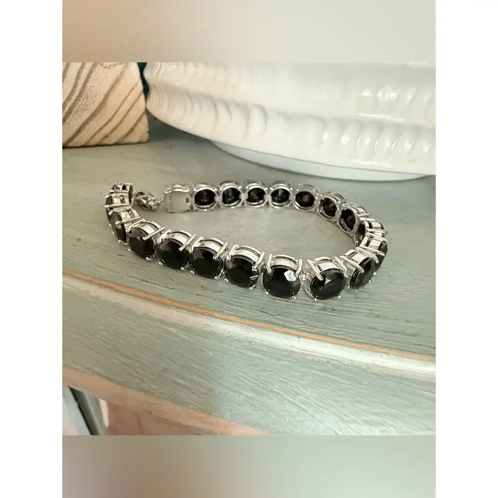 925 Sterling Silver Black Spinal Tennis Bracelet