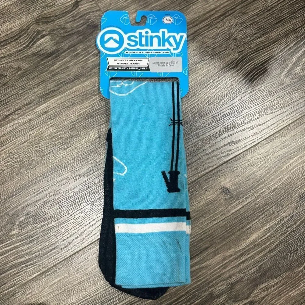WINDELLS X STINKY L/XL Ski Socks Blue