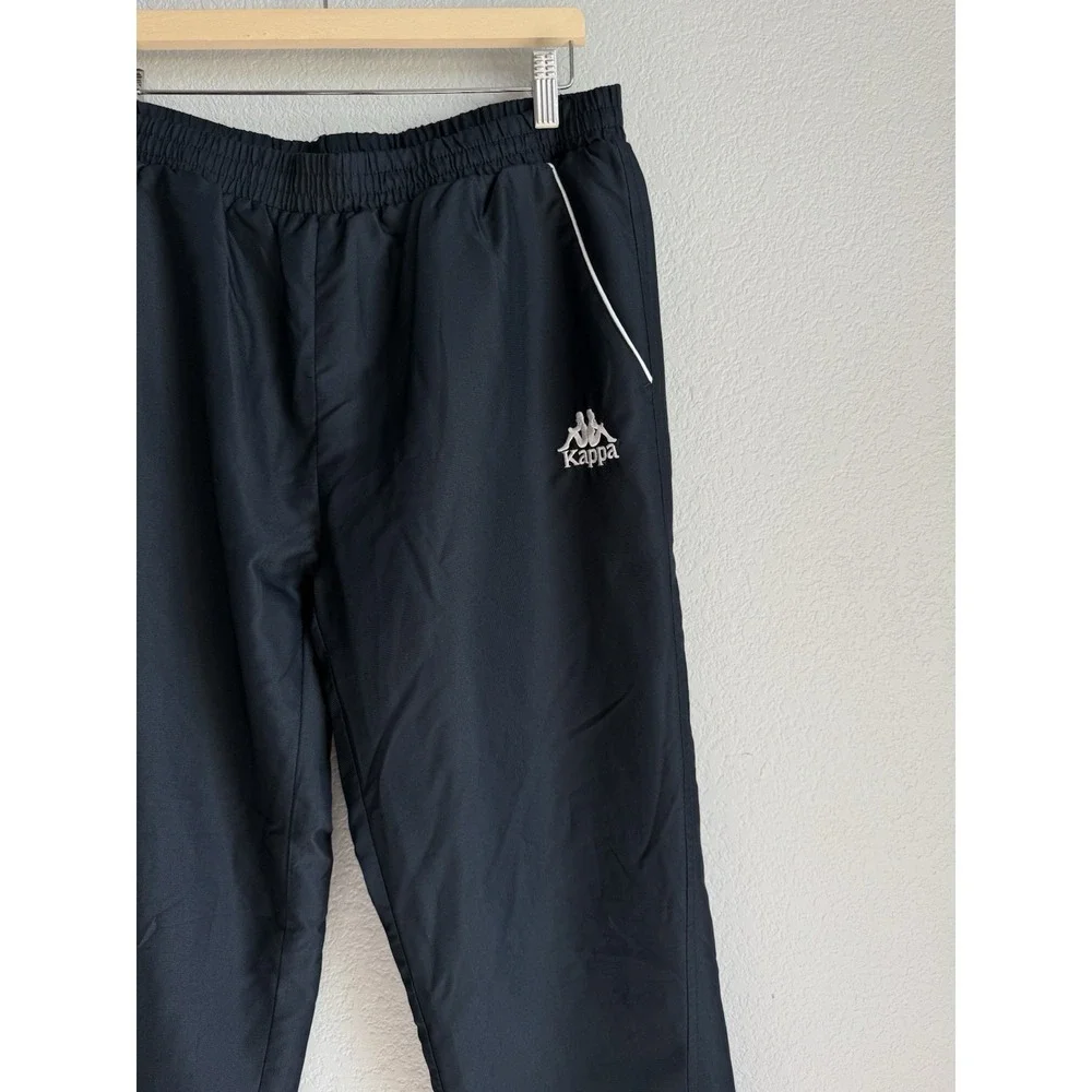 Kappa Men's L Black Nylon Windbreaker Pants Track Techwear Gorpcore Toggle Cuff