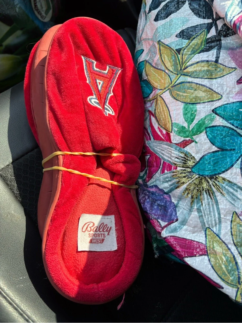 Bally Red Plush Slip-On Slippers with Embroidered Logo