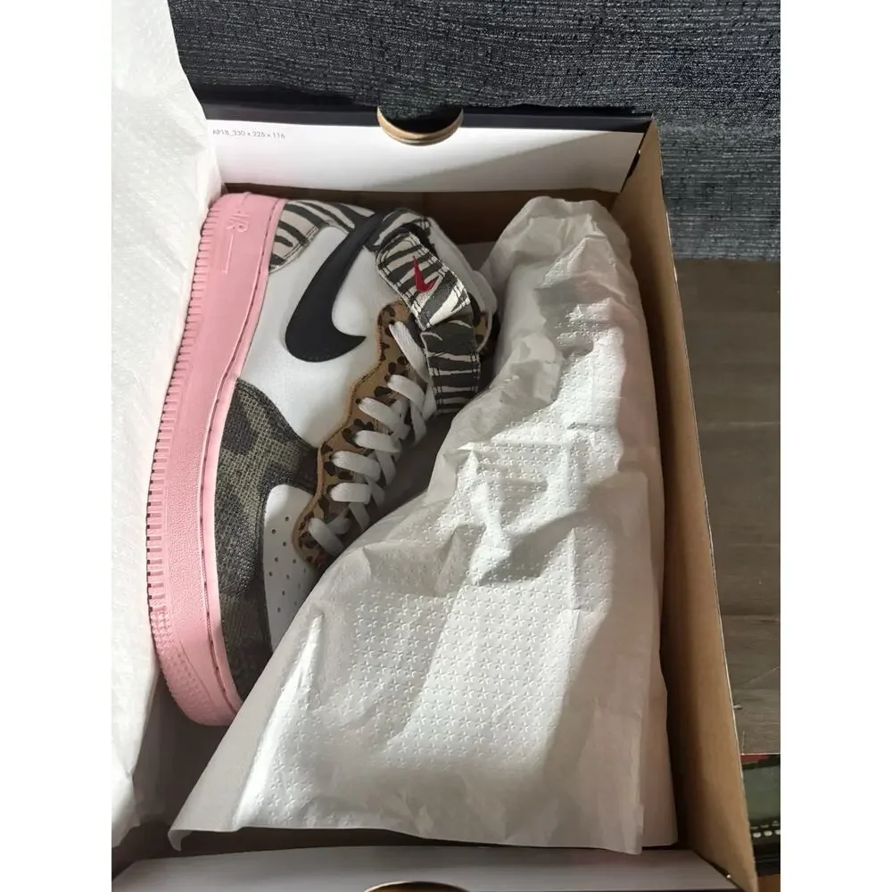 Nike Air Force 1 Mid Tunnel Walk Women’s Size 9 Animal Print Pink DZ4841 100