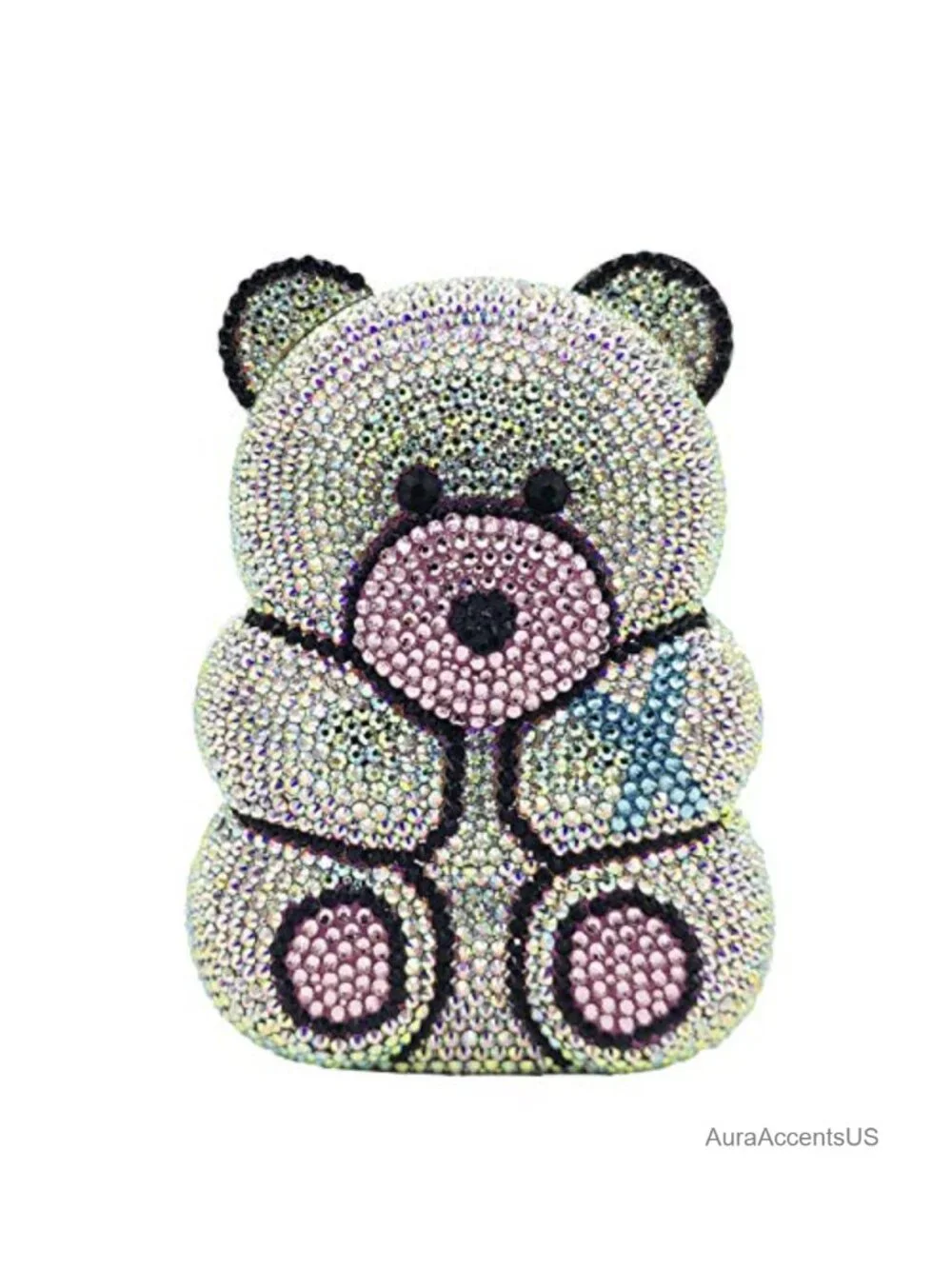 Crystal Bear Evening Clutch Purse Rhinestone Handbag Party