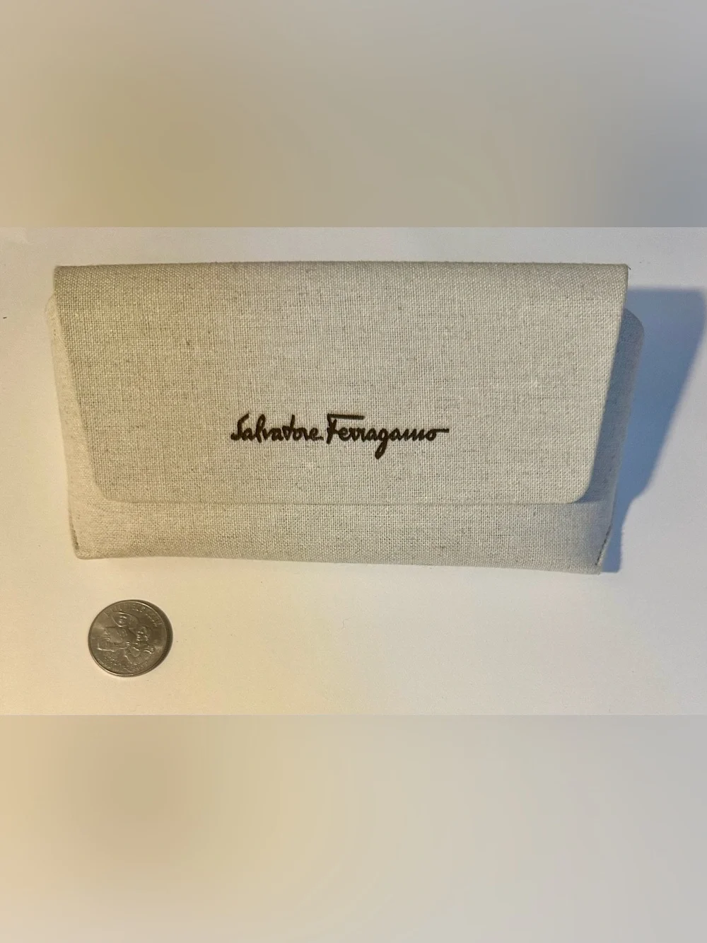 Authentic Salvatore Ferragamo Eyewear Sunglasses Case Cream Beige Tan Canvas