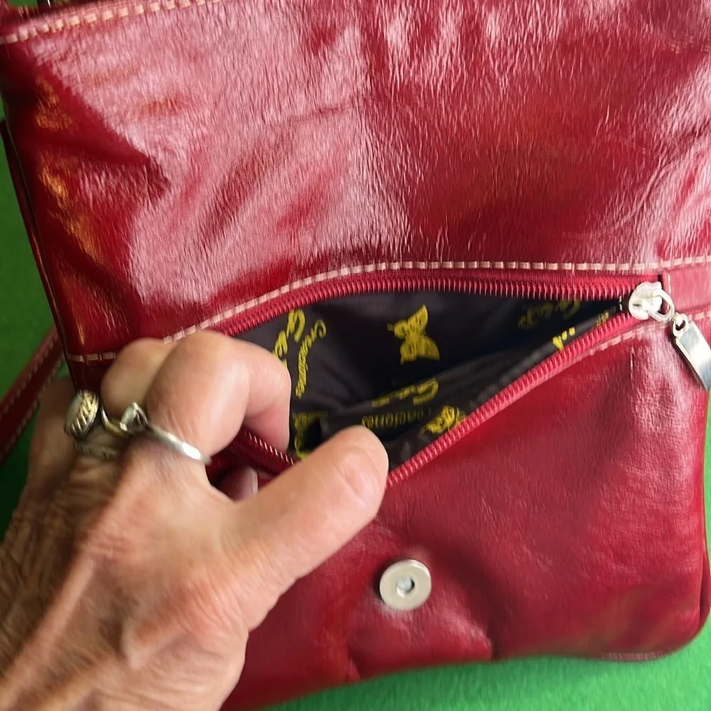 G&P CREACIONES RED FLORAL  CROSSBODY BAG & LAVISHY RED EMBROIDERED WALLET