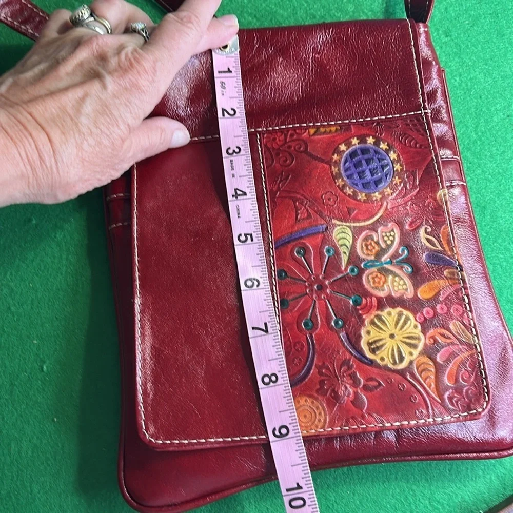 G&P CREACIONES RED FLORAL  CROSSBODY BAG & LAVISHY RED EMBROIDERED WALLET