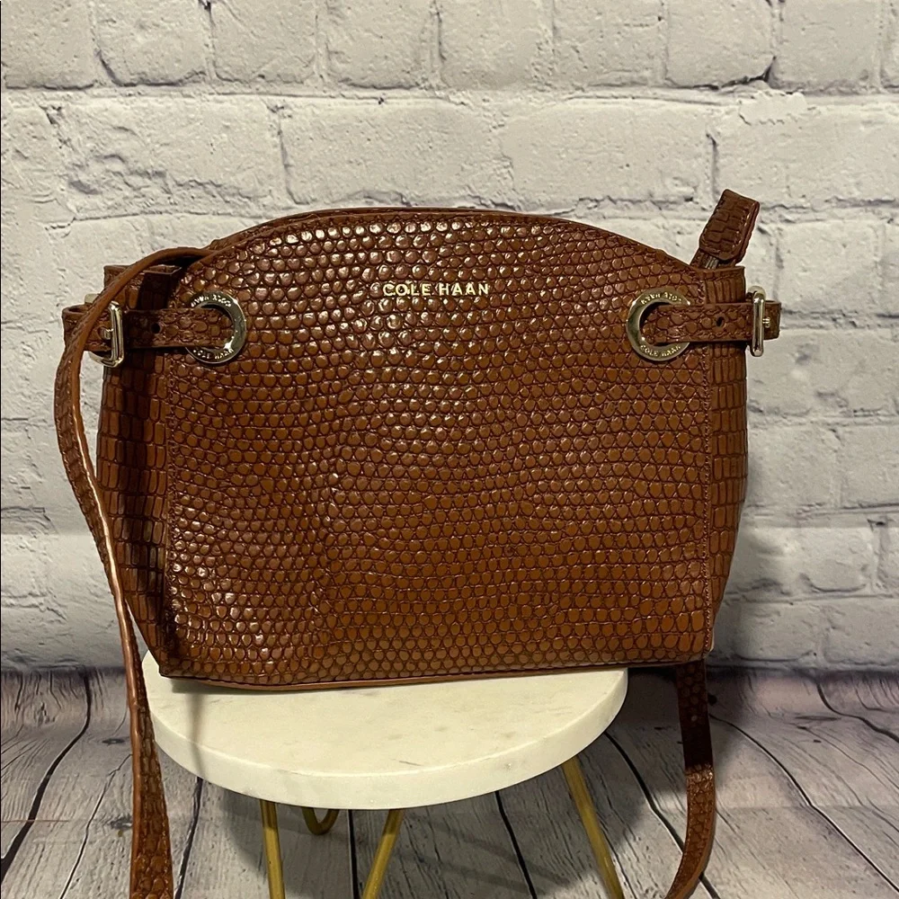 Cole Haan Textured British Tan Crossbody Bag