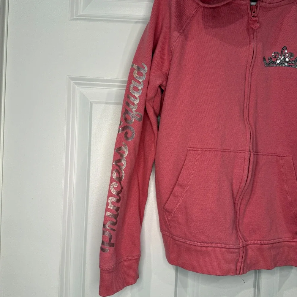 Disney Jumping Beans Girls Pink Princess‎ Squad Zip Up Hoodie Size 8