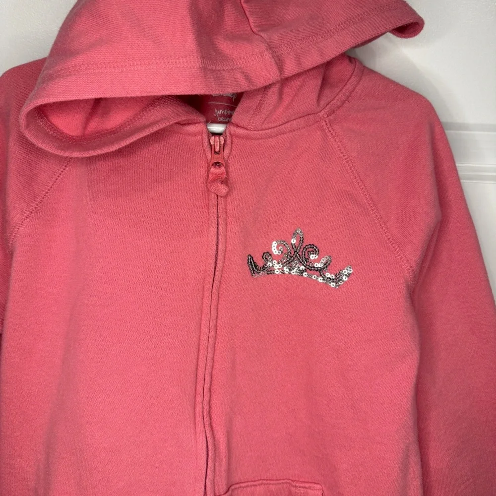 Disney Jumping Beans Girls Pink Princess‎ Squad Zip Up Hoodie Size 8