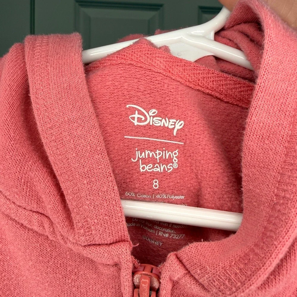Disney Jumping Beans Girls Pink Princess‎ Squad Zip Up Hoodie Size 8
