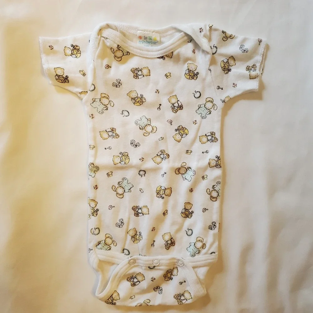 Miniwear Baby All Over‎ Print Bear Animal Bodysuit Outfit Small