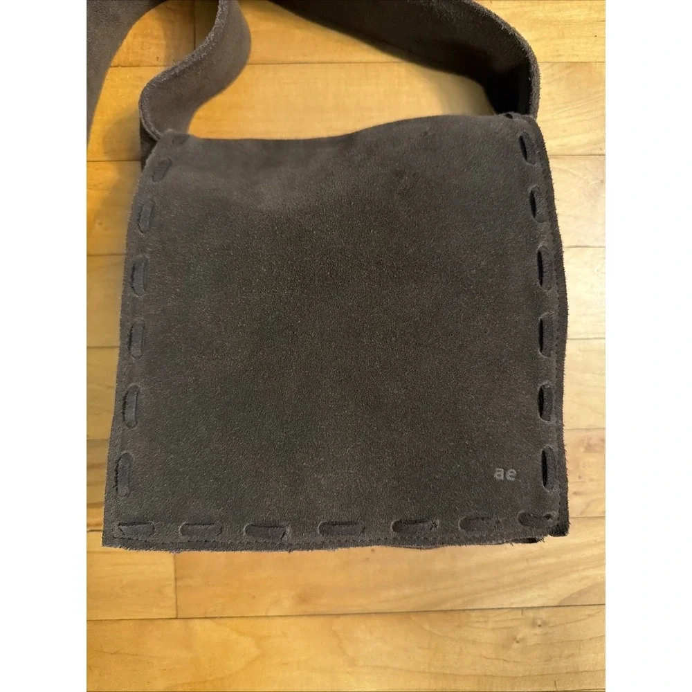 American Eagle Fringe Crossbody Bag  Trim Brown Suede Boho Hippie NWT