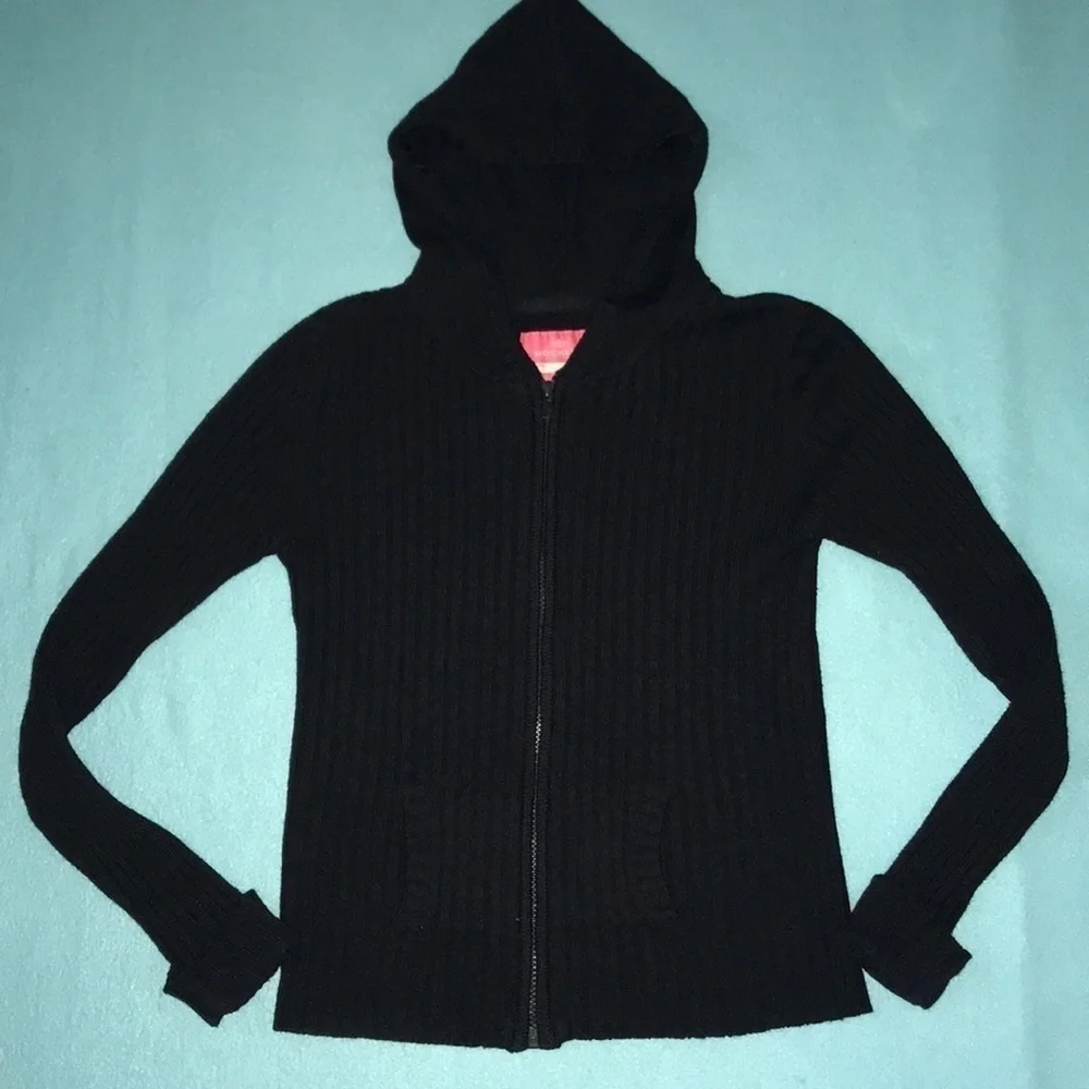 𝅺DOCKERS zip up hooded knit sweater dark navy 2 pockets size L