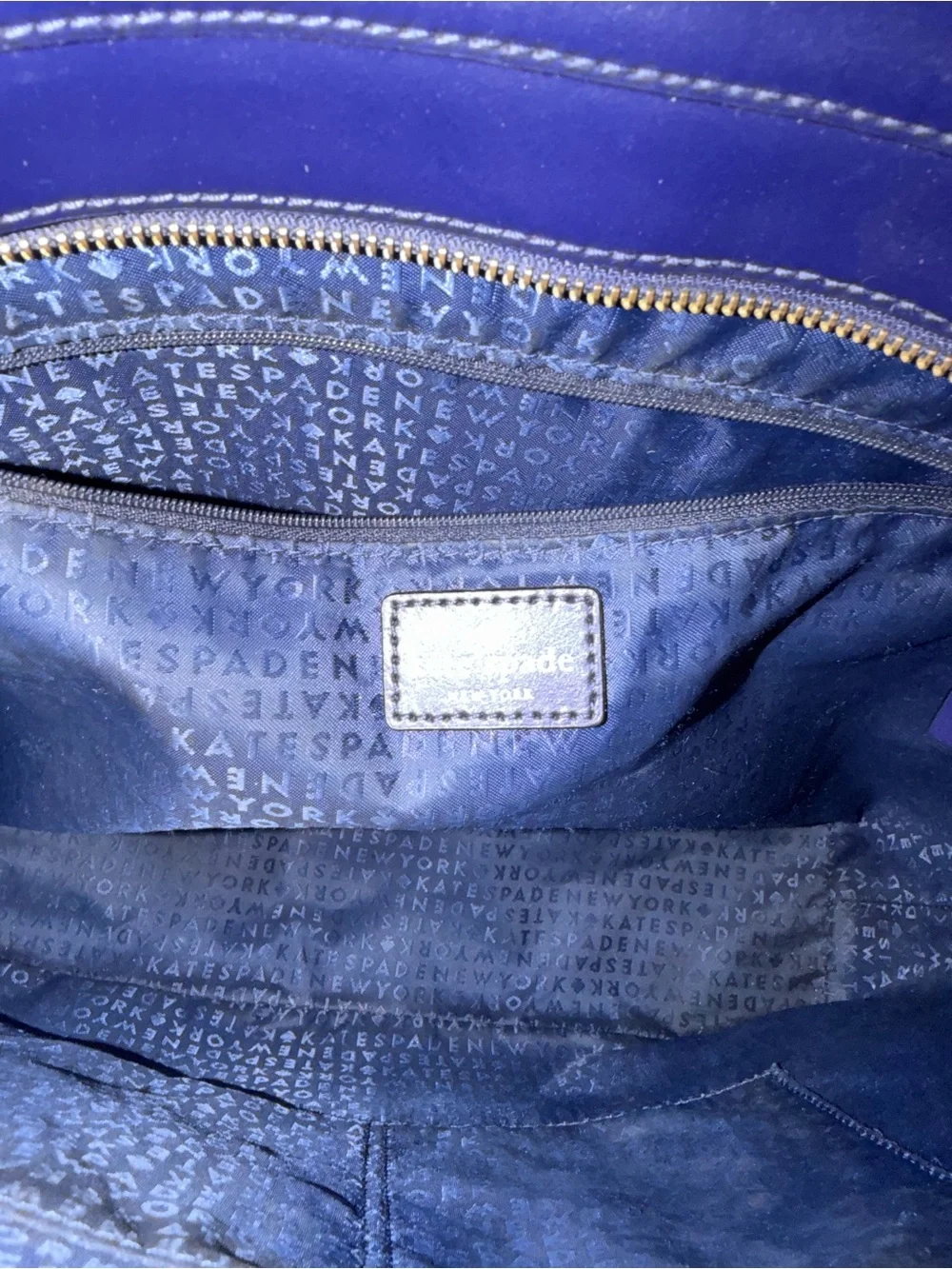 kate spade Navy Blue Leather Tote with Tassel