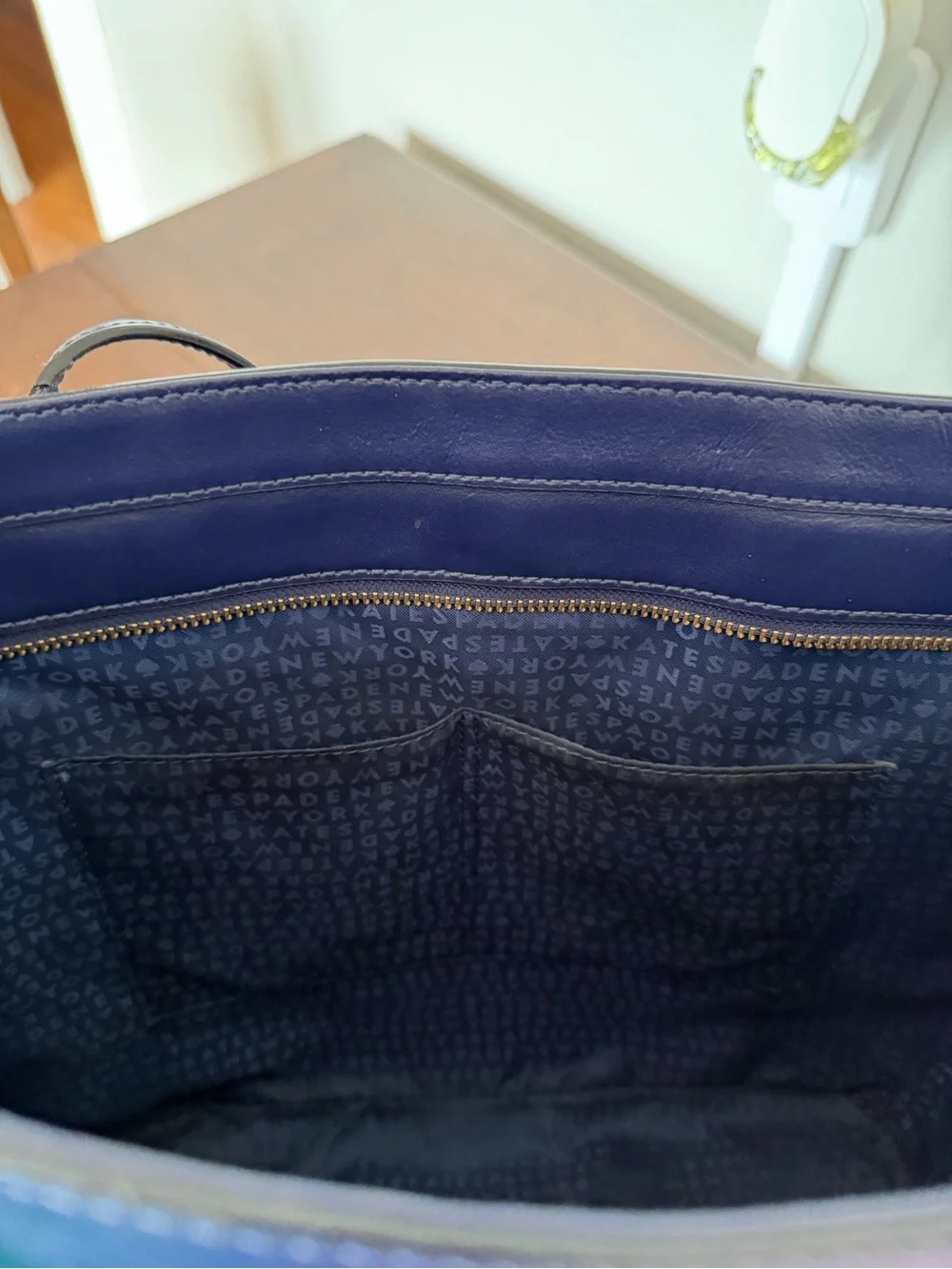 kate spade Navy Blue Leather Tote with Tassel