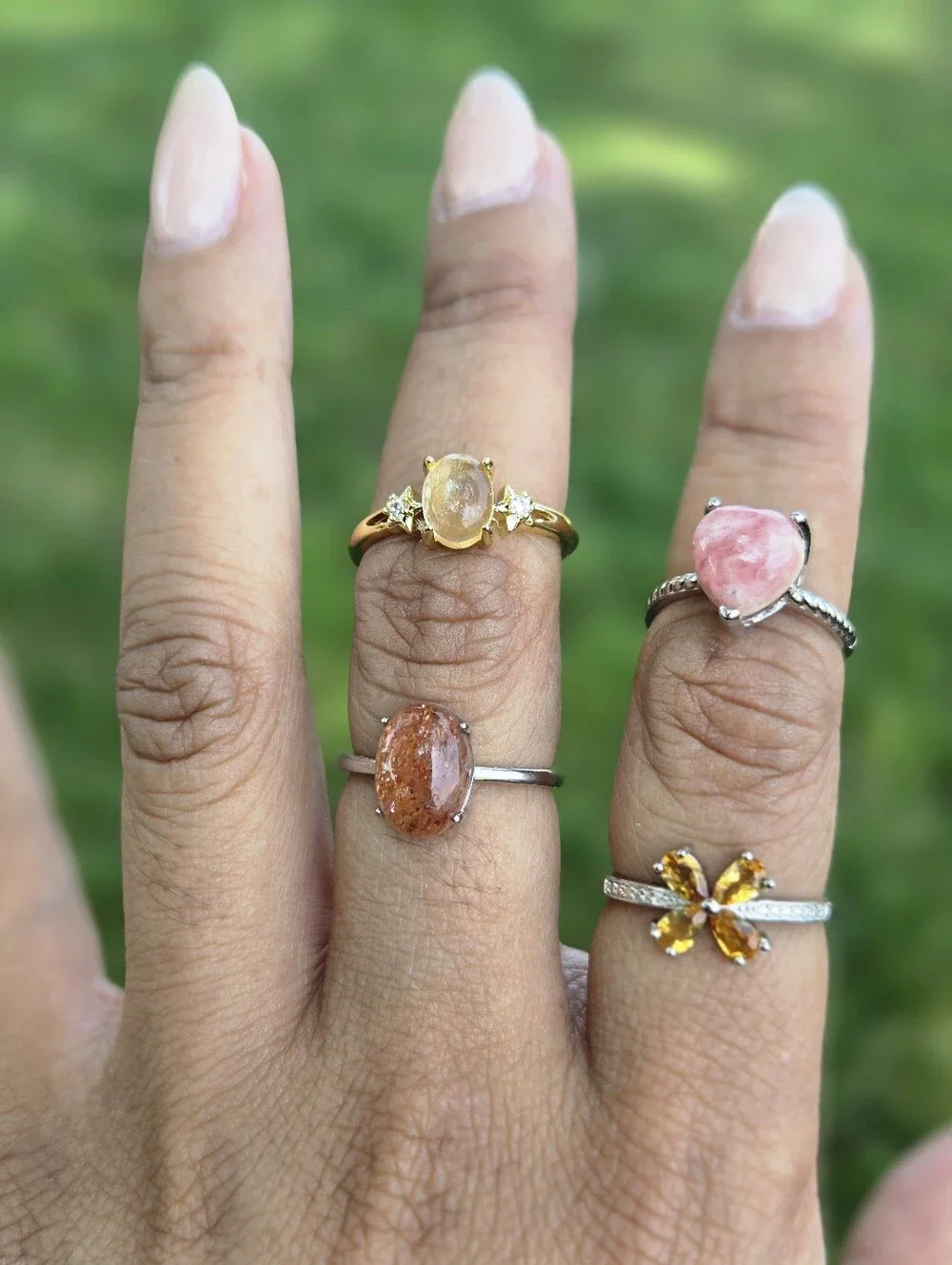 Dainty Gold Rutilated Quartz Star Ring