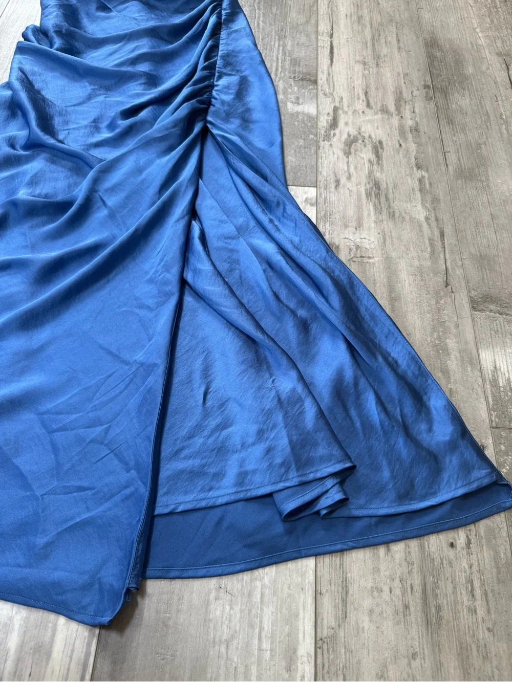 NWT Abercrombie & Fitch Blue Satin Cowl Neck Maxi Dress Small Formal Wedding