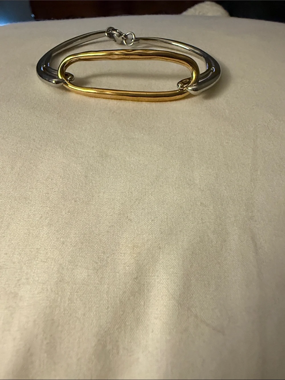 Two-Tone Gold and Silver Oval Link Bracelet - Women's Jewelry