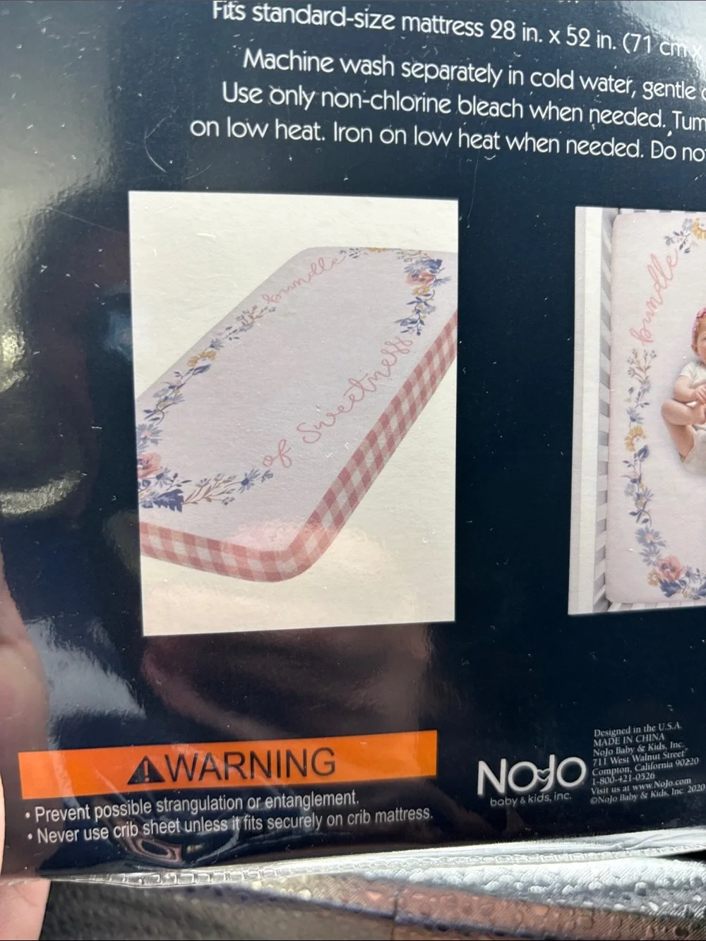 NoJo Farmhouse Chic Photo Op Fitted Crib Sheet - Blush & Blue Floral 100% Cotton