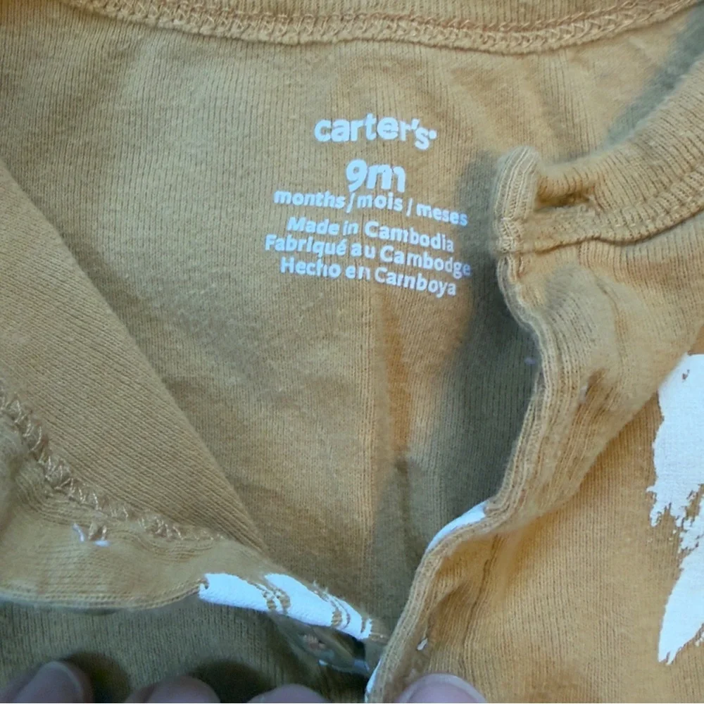 3 for $12 Carter's Tan and White Feather Pattern Romper and Pink Body Suit