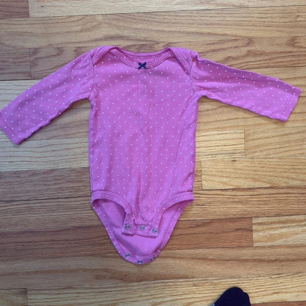 3 for $12 Carter's Tan and White Feather Pattern Romper and Pink Body Suit