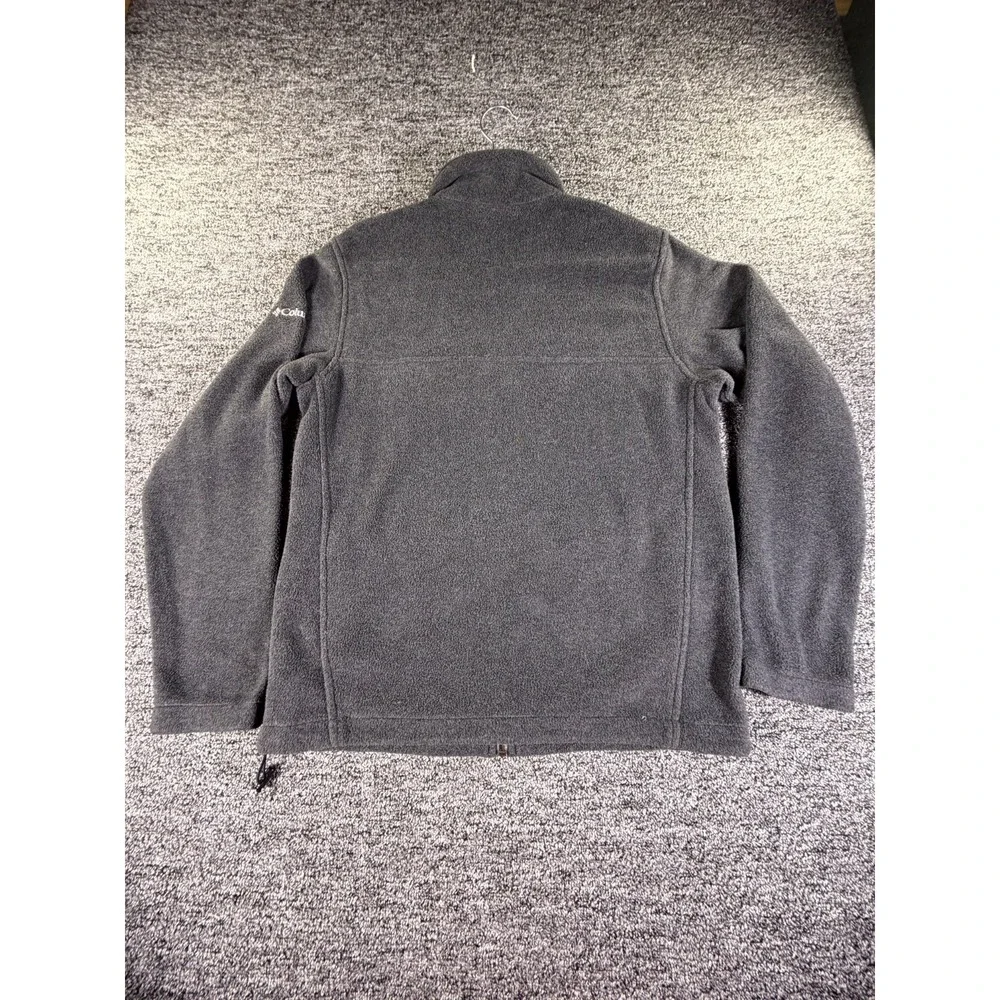 Columbia Fleece Jacket Mens Medium Gray KC Logo Toggle Hem Full Zip Outdoor