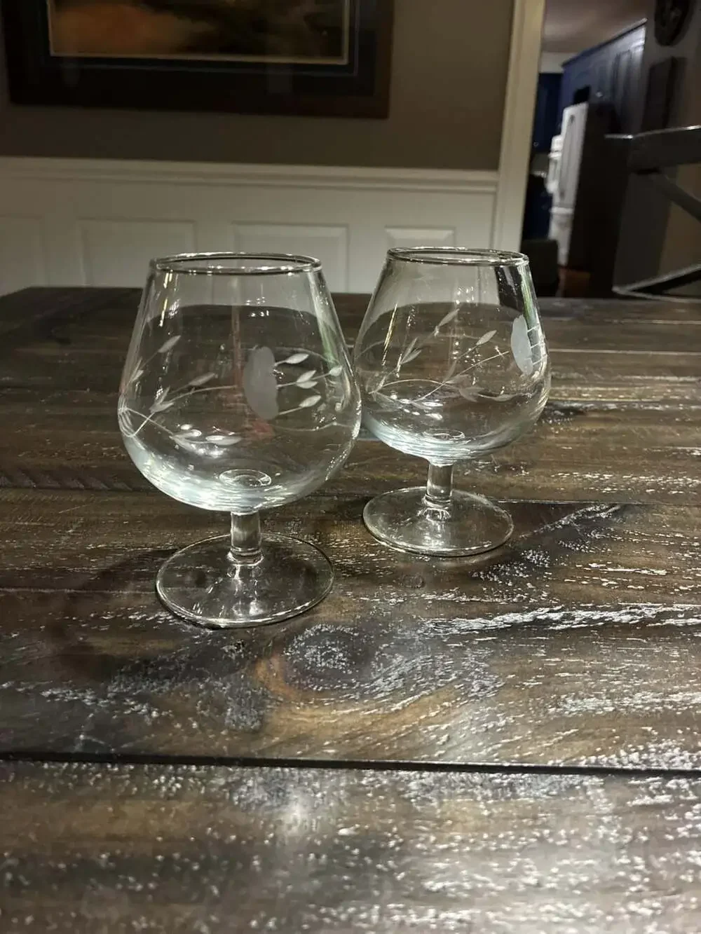 Princess House Heritage Etched Crystal Brandy Snifter Glasses, Set of 2