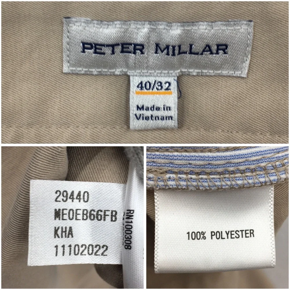 Peter Millar EB66 Performance Five Pocket Pants Khaki Tan Mens 40x32 Golf Pants