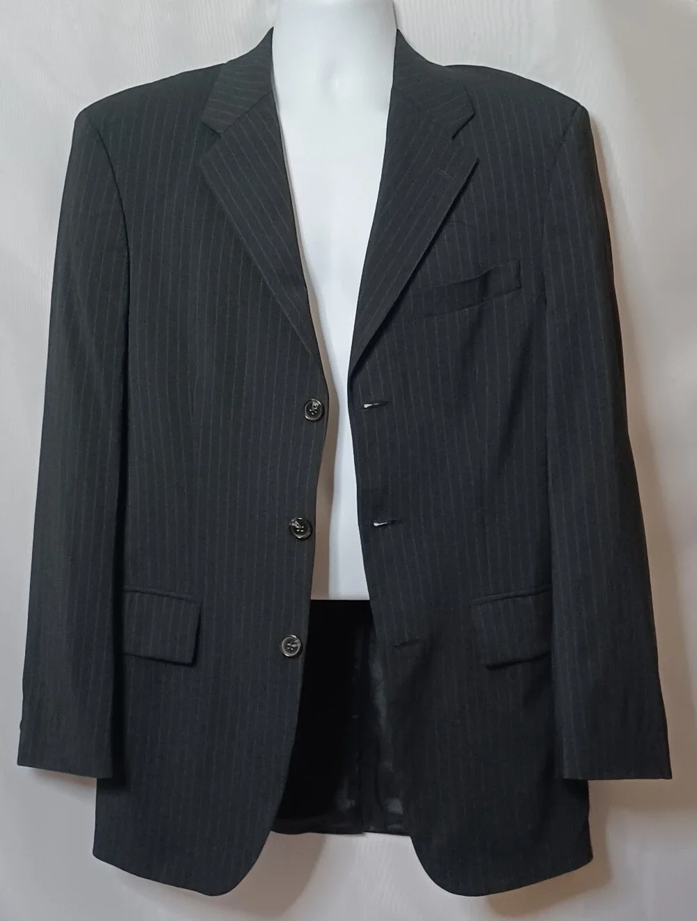 Ralph Lauren Men's Dark Charcoal Pinstripe Suit Blazer. 38R