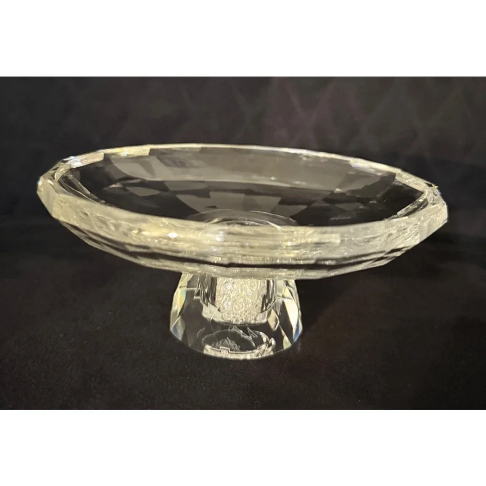 💎 Oleg Cassini Crystal “Diamond Filled” Pedestal Candy Dish – 6