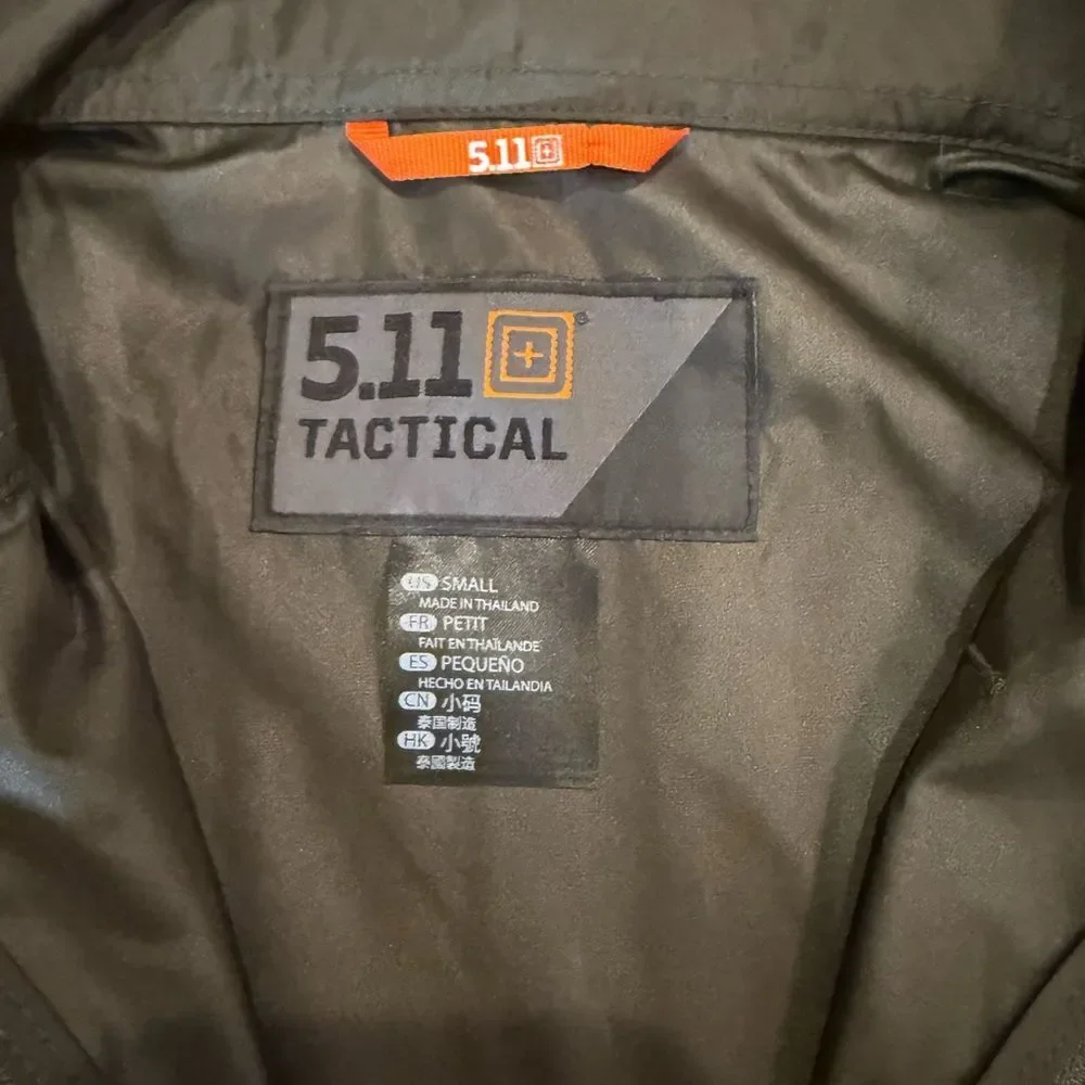 5.11 Tactical Men's Olive Green Lightweight Raincoat Windbreaker Size Small