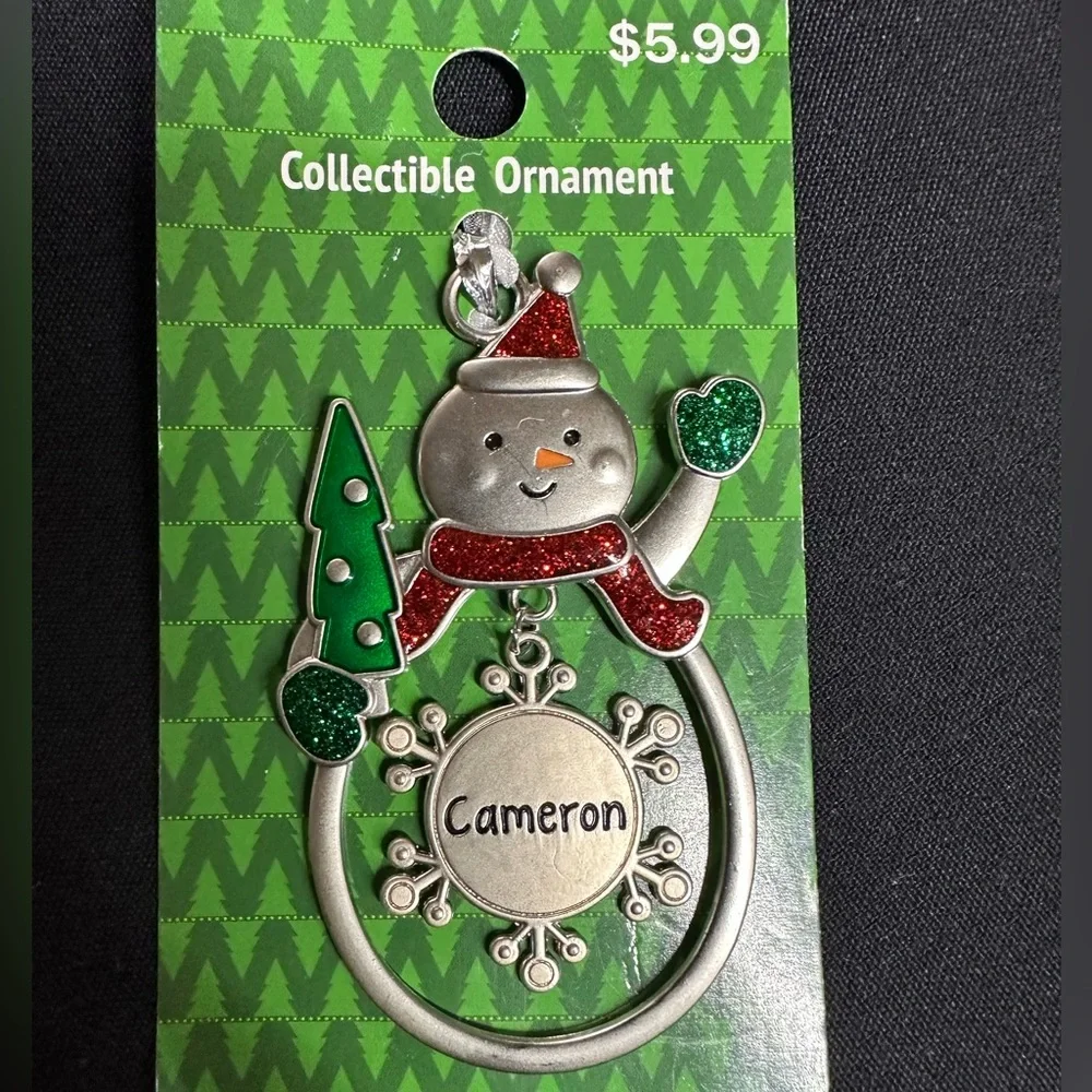 🌸 $3 if bundled CAMERON Engraved Collectible Snowman Christmas Ornament GANZ