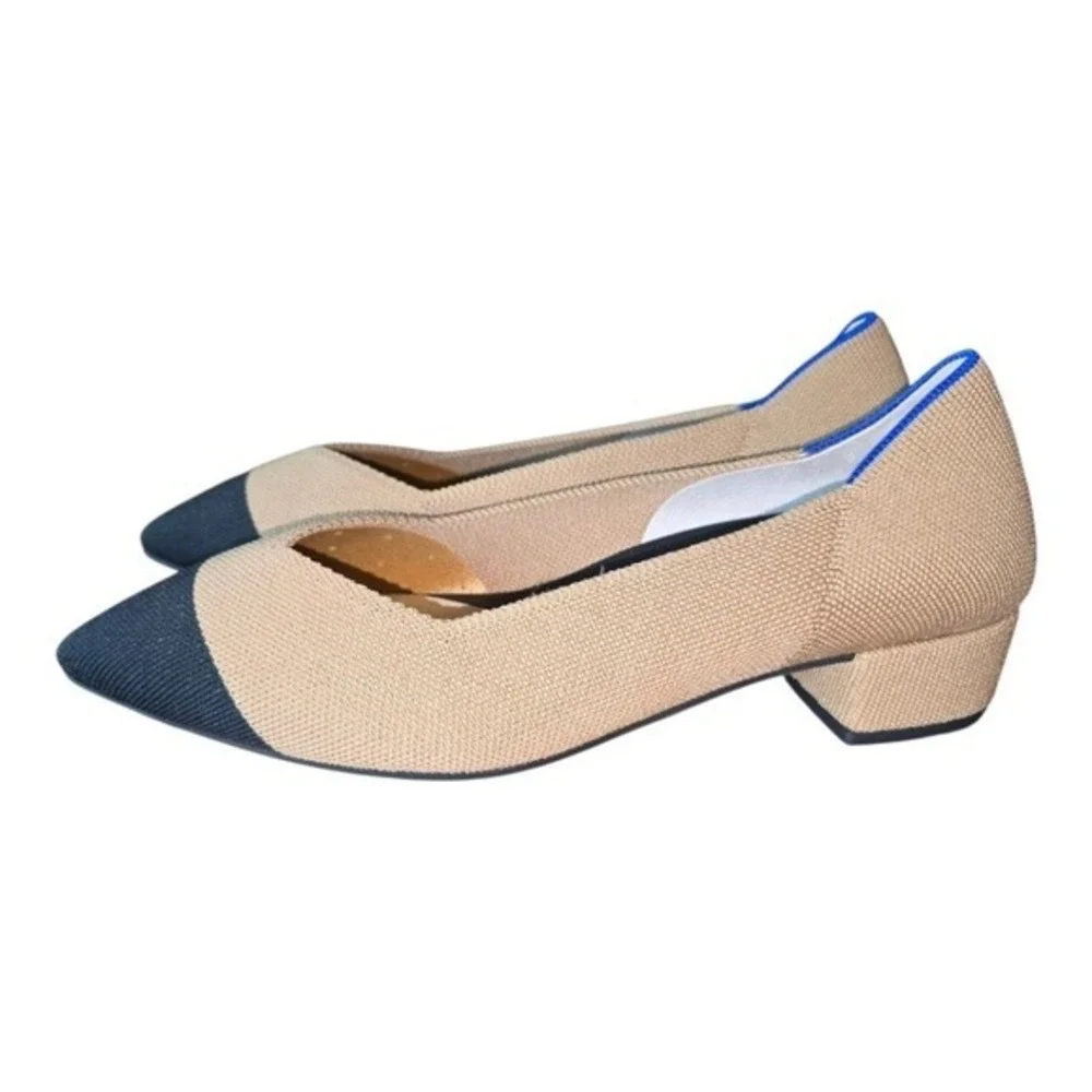 Rothy's The High Point Heels Beige Black Office Career Business‎ New 10.5