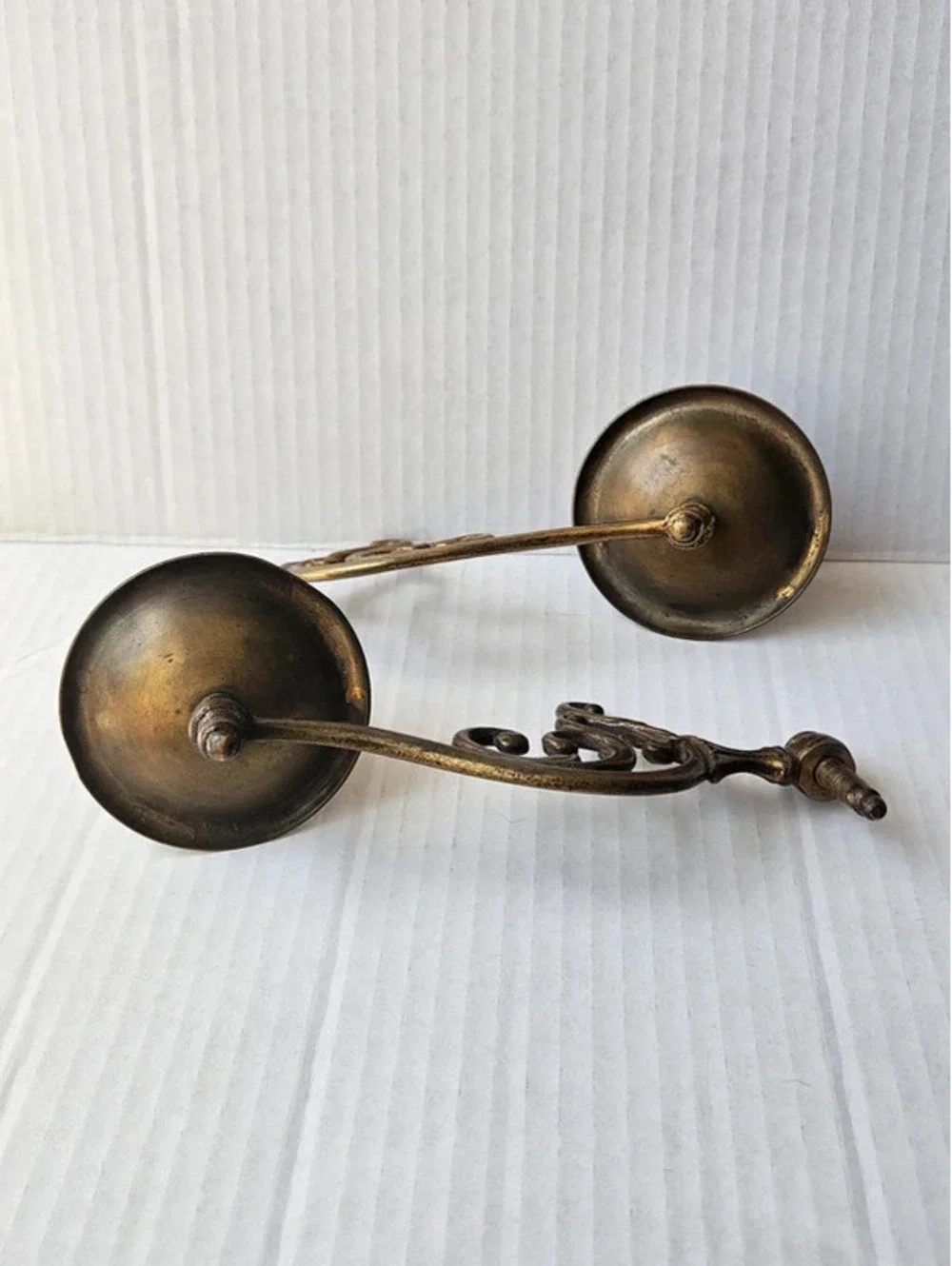 Vintage Art Nouveau brass piano candle sconces swivel wall holders cottagecore