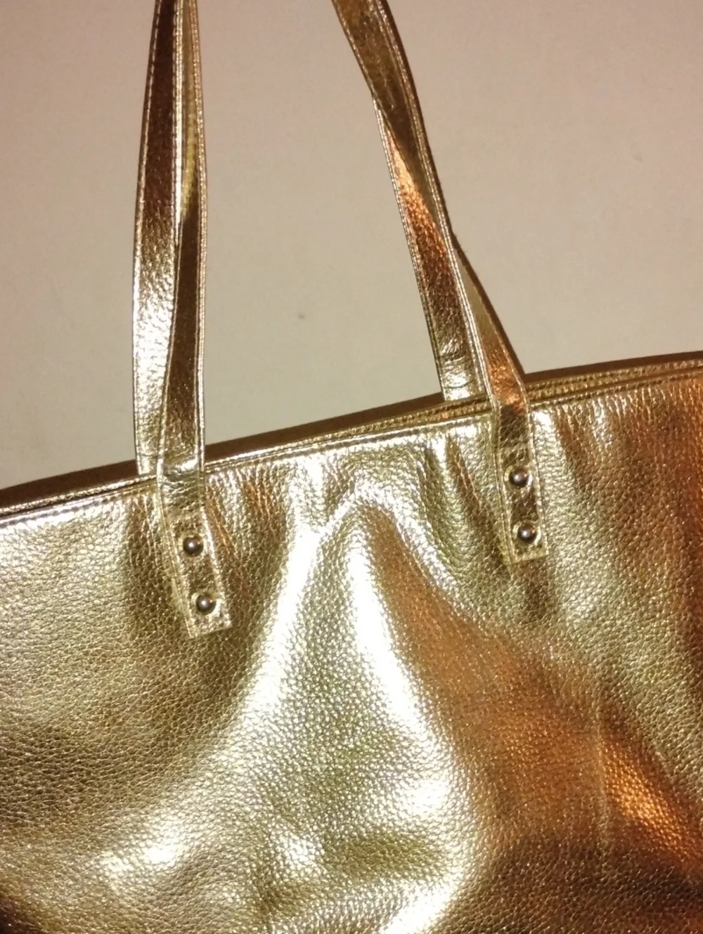 Metallic Gold Tote Bag - Stylish Everyday Shoulder Bag