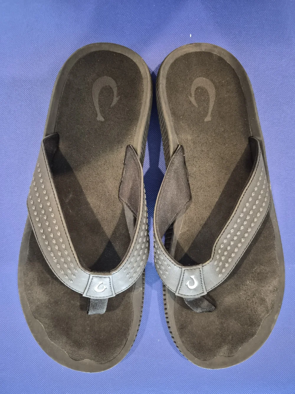 Black Suede-Like Men's Flip Flops Olakai Ulele Size 13