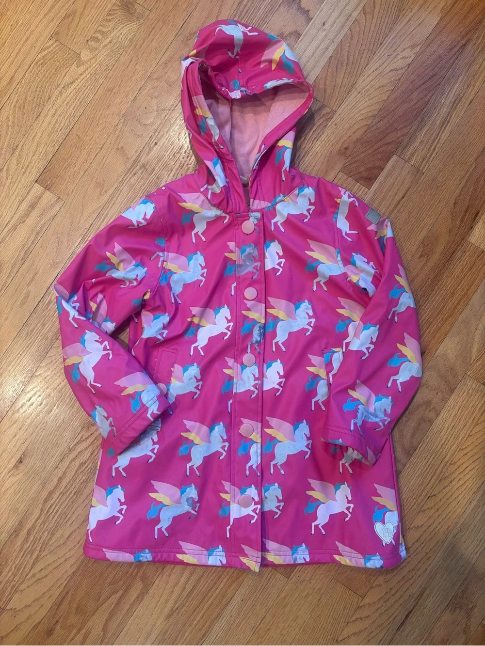 Hatley Girls' Pink Unicorn Hooded Raincoat - Sz 7Y