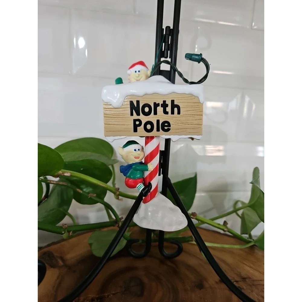 1989 Vintage Noma Ornament‎ Elves On Candy Cane Christmas Decor