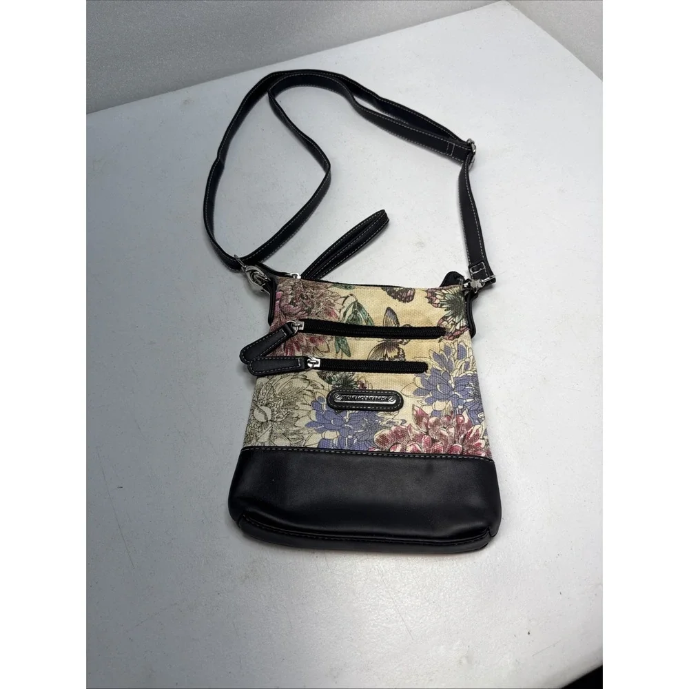 Stone Mountain USA Floral Butterflies Crossbody Shoulder Handbag purse Zipper‎