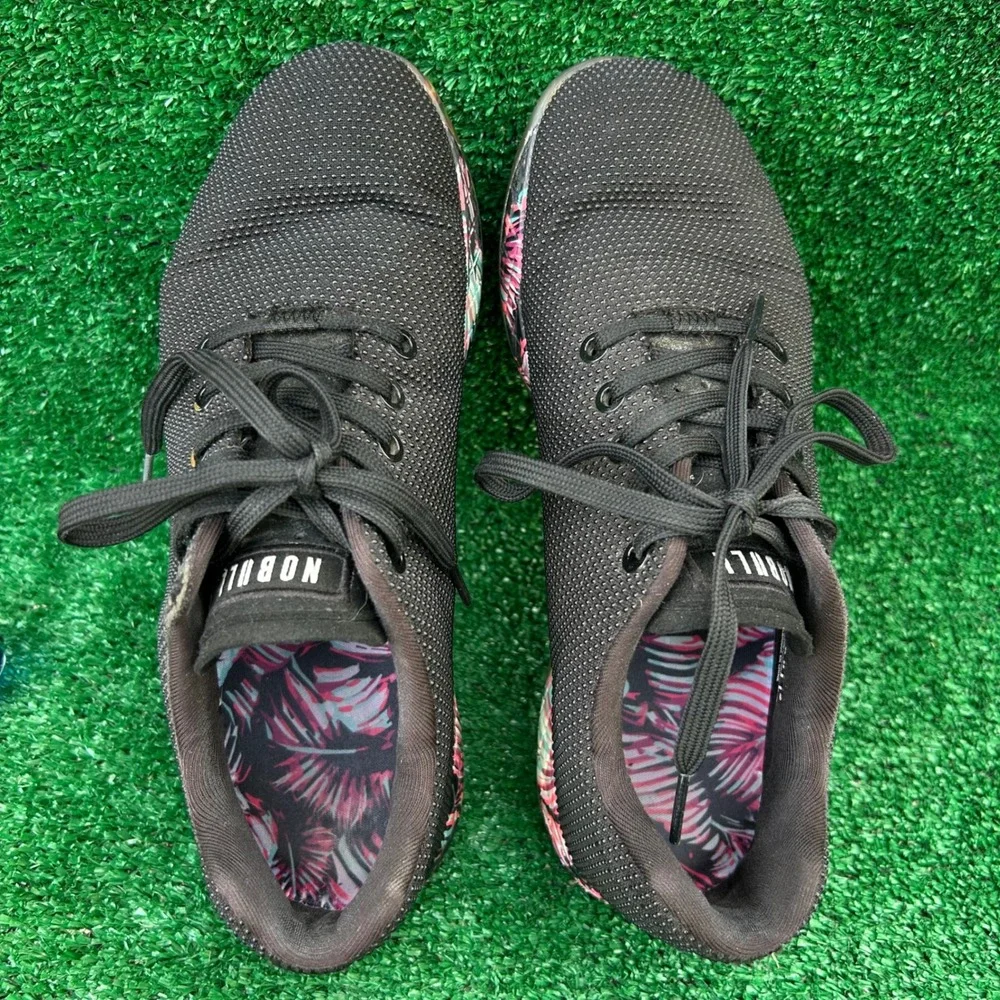NOBULL SuperFabric Trainers Black Tropical Floral Men 8.5 Women 10 Training Shoe
