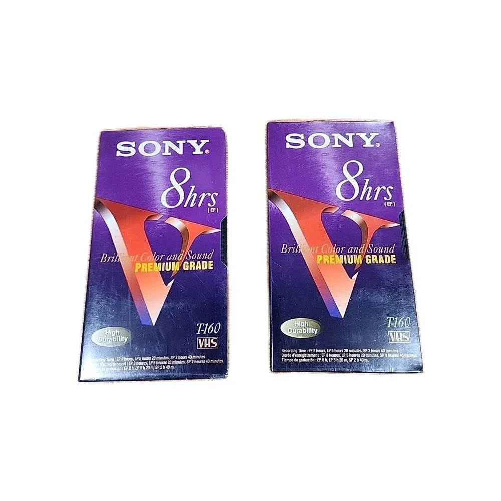 Sony‎ 8 Hours T-160 VHS Premium Grade Brilliant Color Sound 2-Pack New