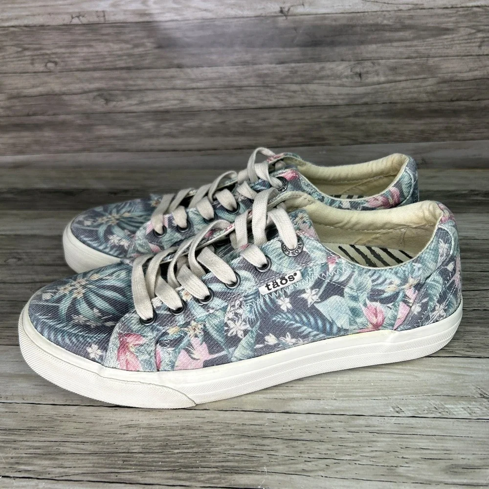 Taos Plim Soul Canvas Sneakers Low Top Floral Comfort Shoes Lace up Womens 9