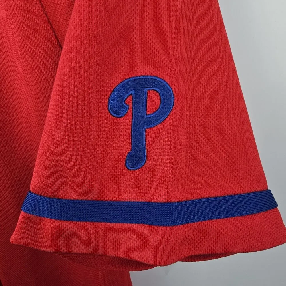 Vintage Nike Baseball Jersey Size XL MLB Philadelphia Phillies Center Swoosh Red